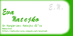 eva matejko business card
